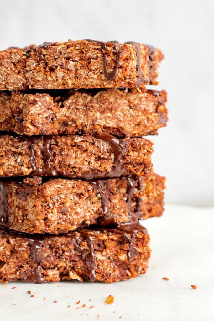 Chocolate Flapjacks in a Stack - Vegan, GF & Healthy! Georgie Eats.
