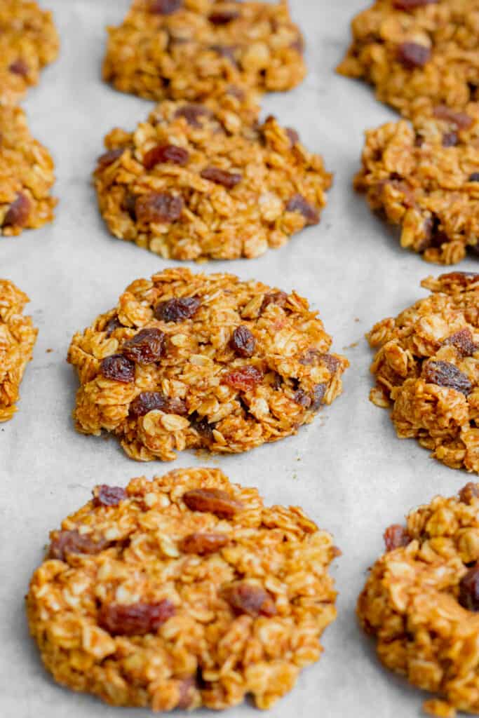 Oatmeal Raisin No-Bake Cookies - vegan, GF & healthy. Georgie Eats.
