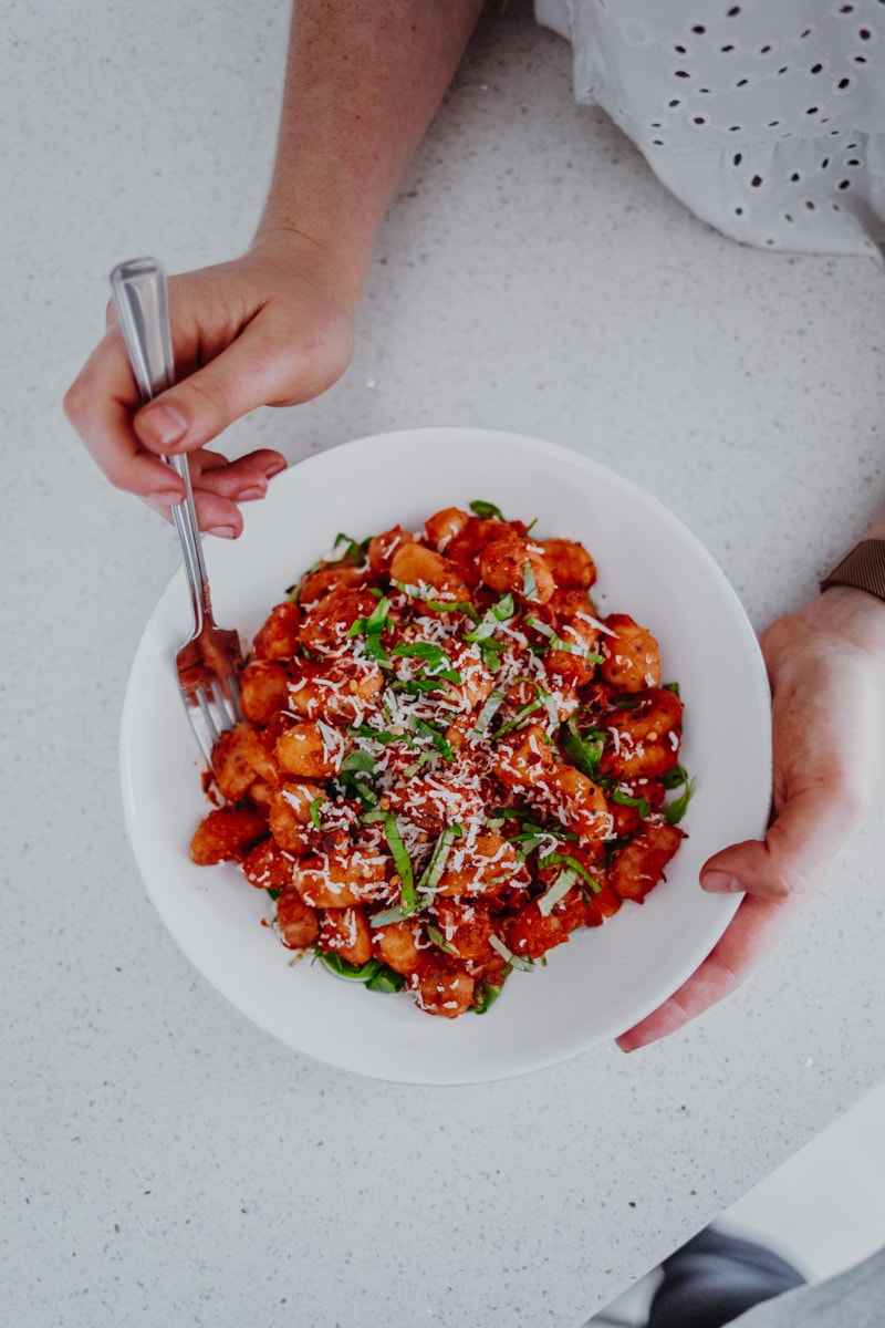 Sundried Tomato & Roasted Red Pepper Gnocchi I Georgie Eats
