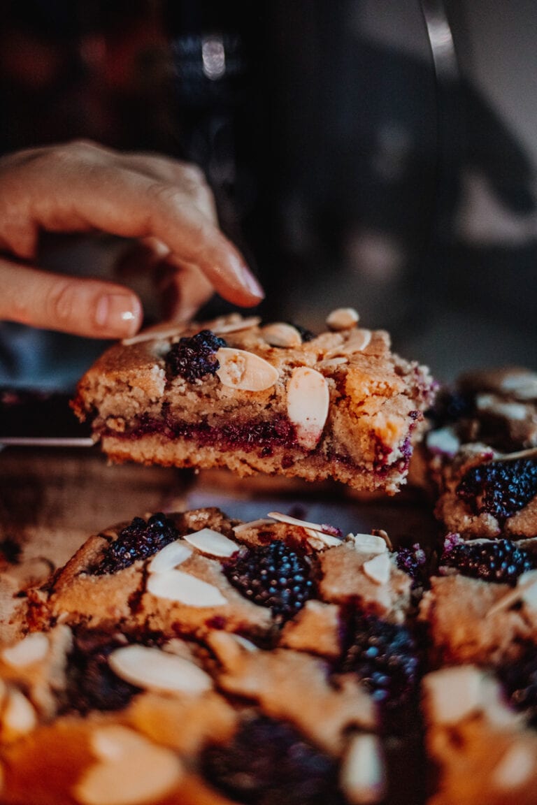 Blackberry Bakewell Bars - Georgie Eats
