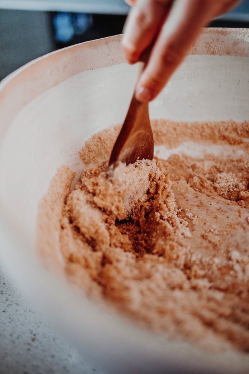 Mixing the cake mix in a large bowl