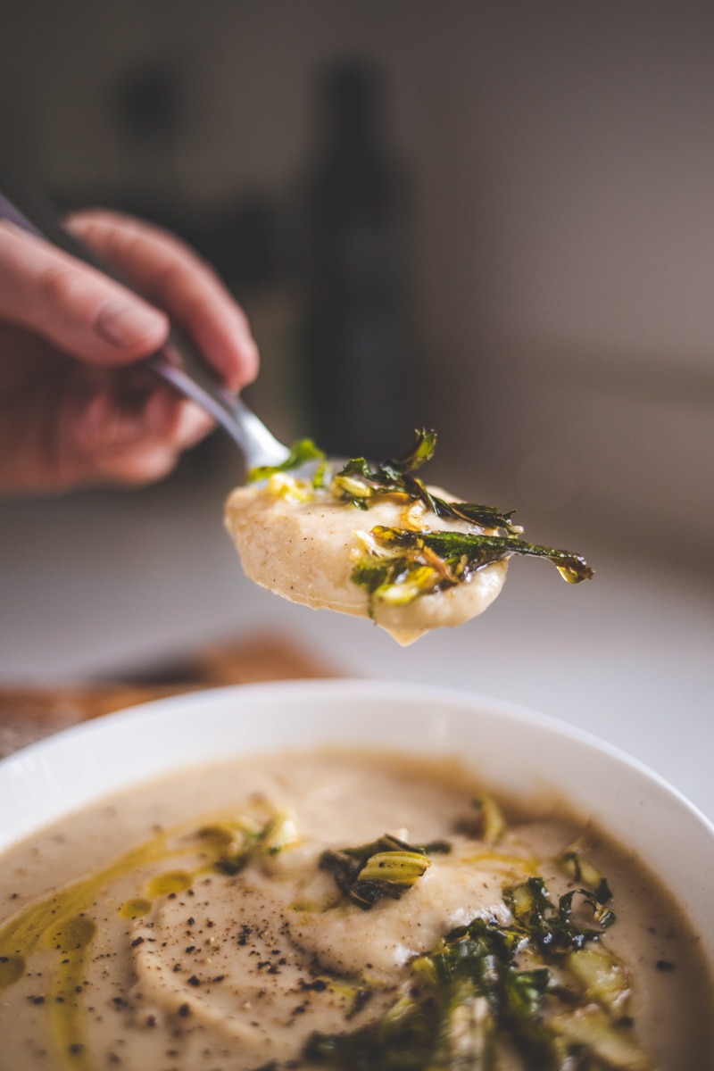 A spoonful of Truffled Cauliflower soup