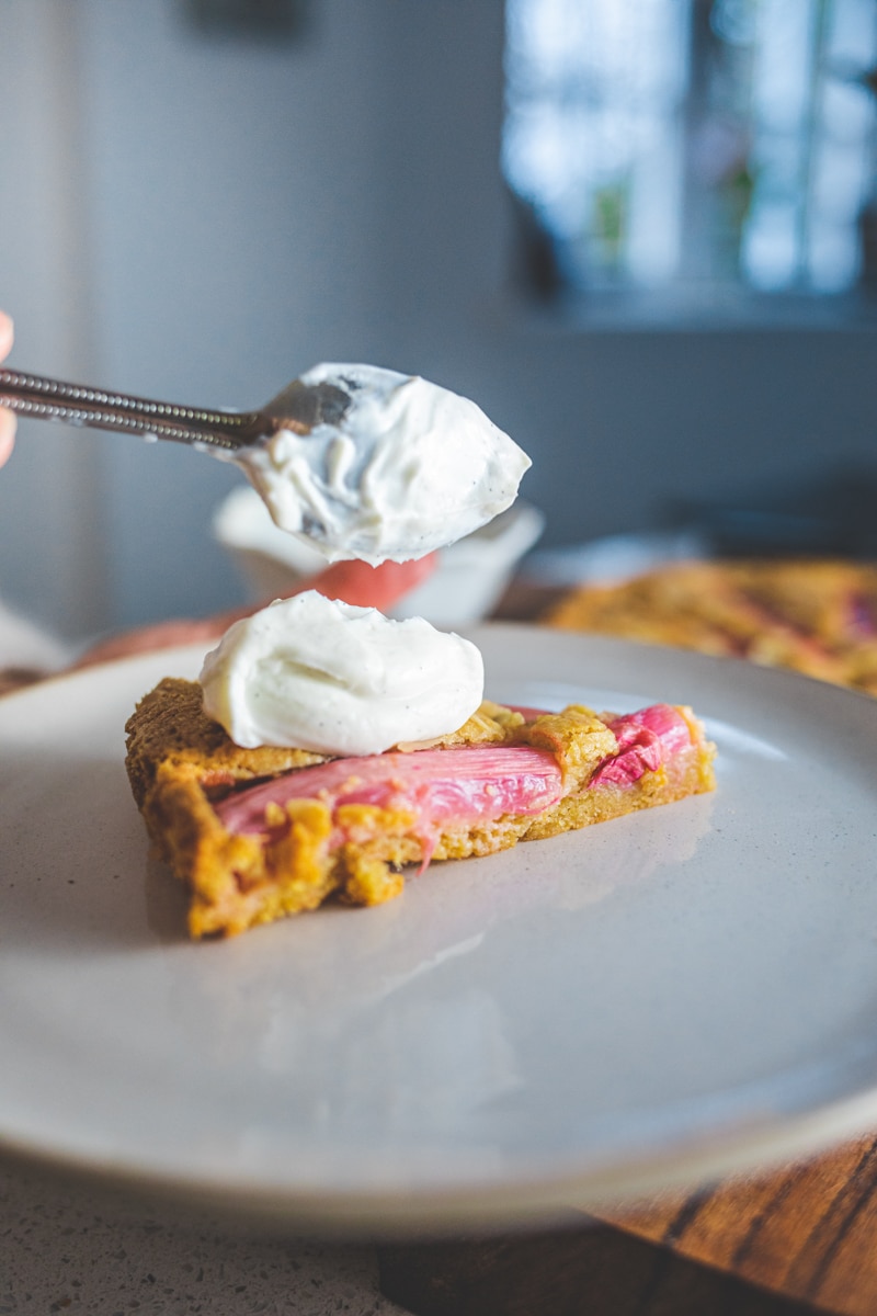 Rhubarb & Ginger Frangipane with vanilla yoghurt - Georgie Eats