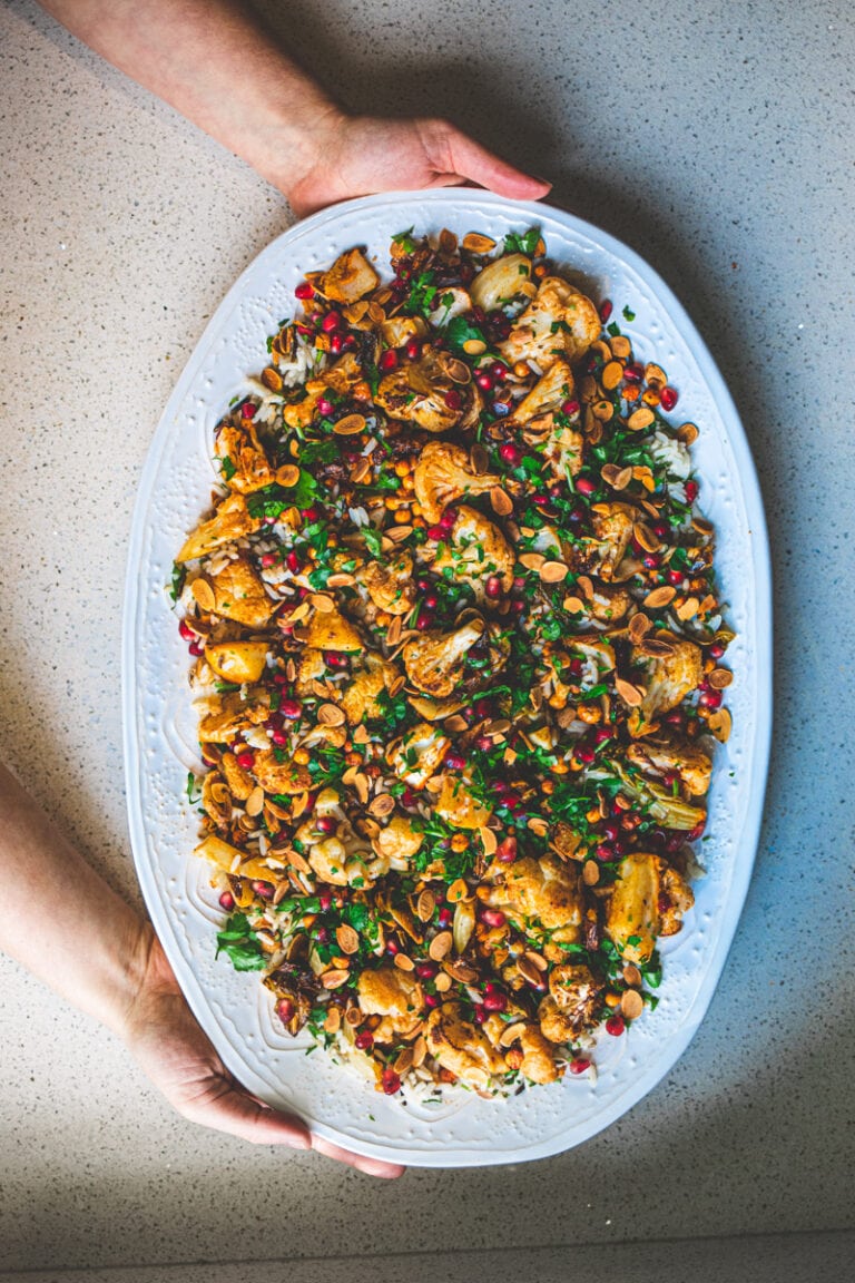 Harissa Roasted Cauliflower Salad - Georgie Eats