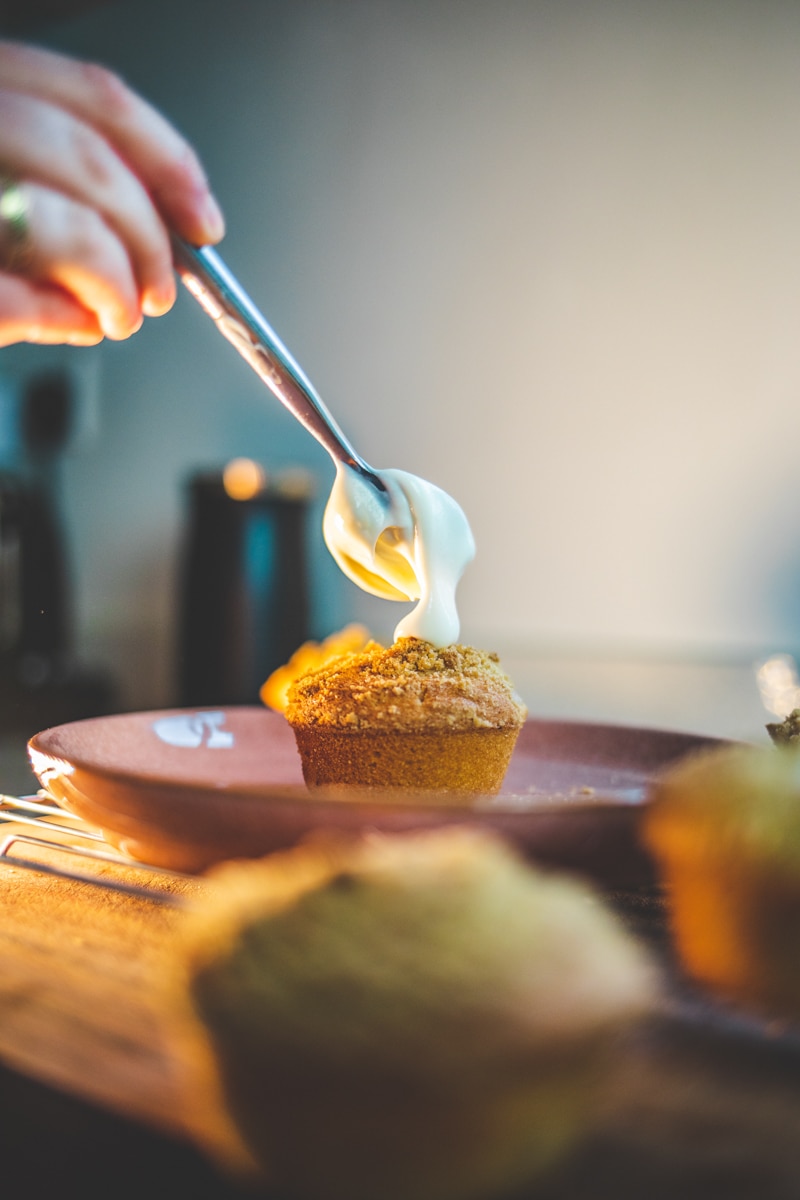 Vegan Rhubarb Crumble Muffins with yoghurt - Georgie Eats