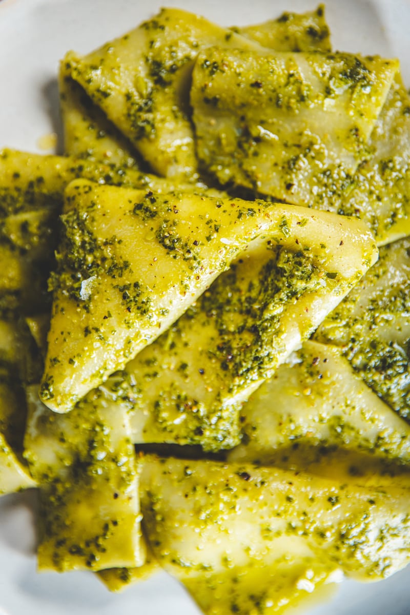 Silk Handkerchiefs with Wild Garlic Pesto - Georgie Eats