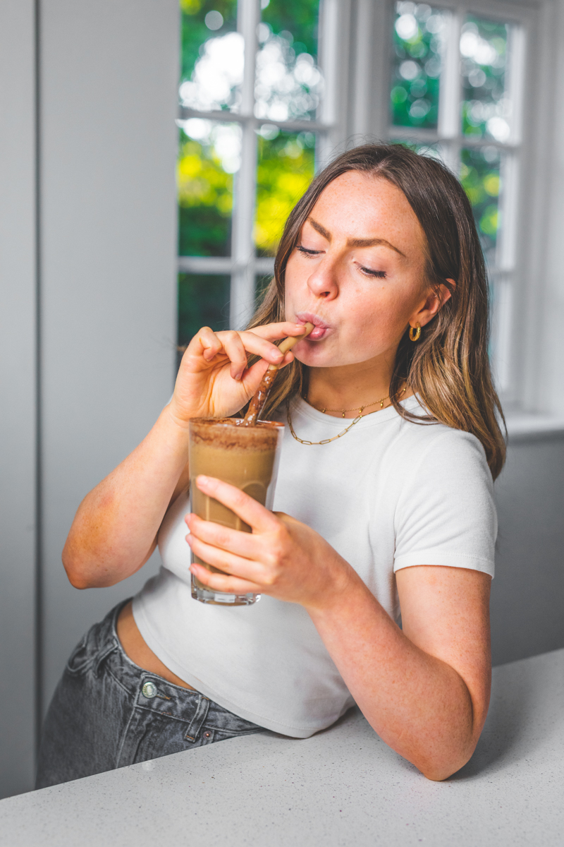 Georgie drinking her Coffee Breakfast Shake - Georgie Eats