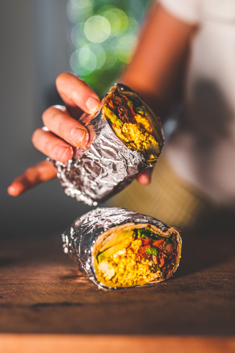 Scrambled Tofu Breakfast Burritos - Georgie Eats