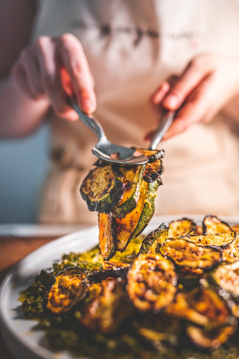 Serving the Chimichurri Courgettes - Georgie Eats