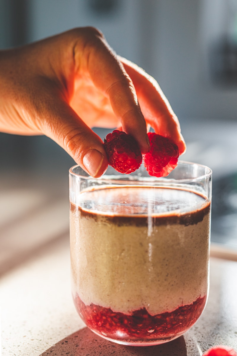 PB & J Blended Overnight Oats - Georgie Eats