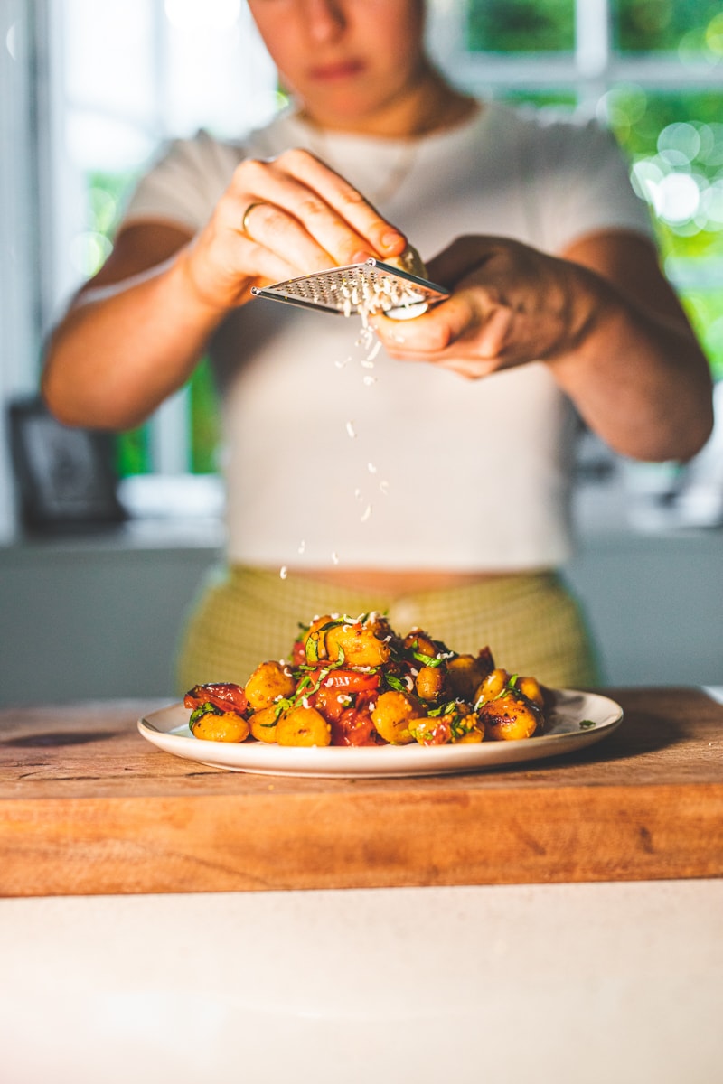 Tomato & Gnocchi Tray Bake with parmesan - Georgie Eats