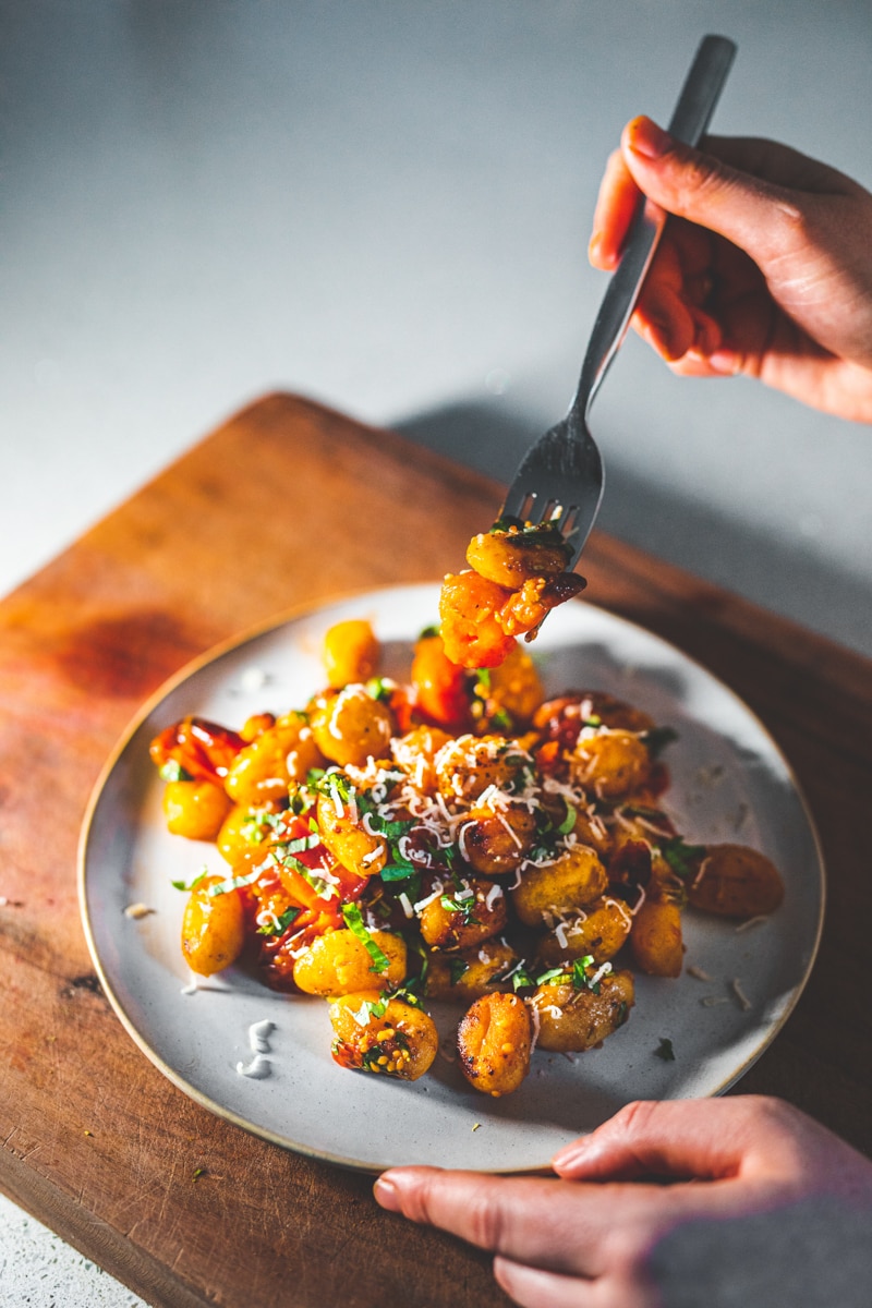 Tomato & Gnocchi Tray Bake - Georgie Eats