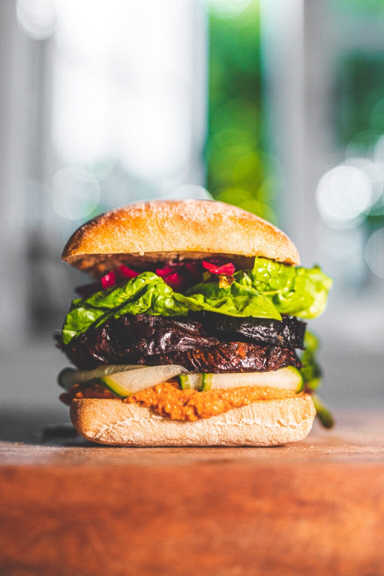 Hummus & Harissa Aubergine Sandwich - Georgie Eats