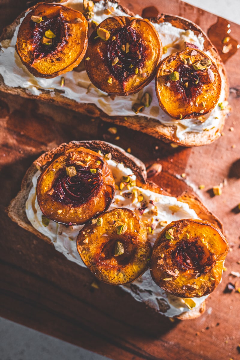 Maple Roasted Peaches On Toast - Georgie Eats