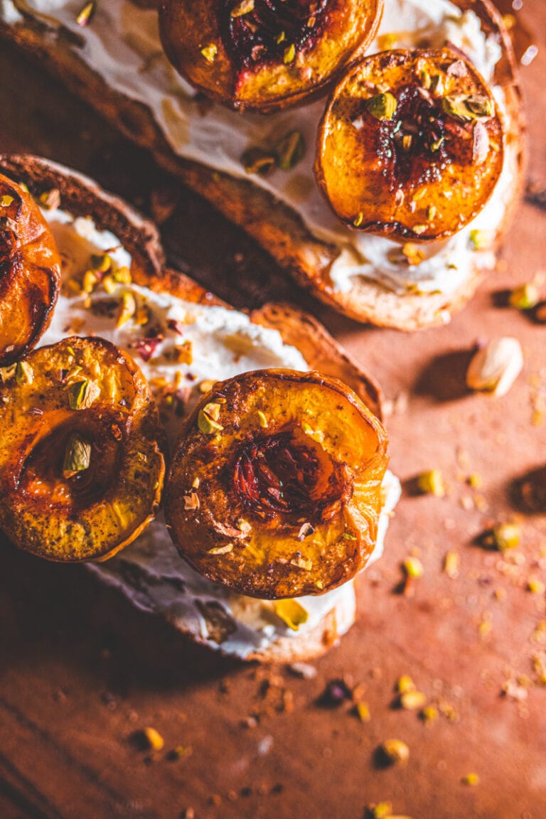 Maple Roasted Peaches On Toast - Georgie Eats