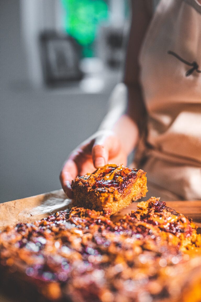 Peanut Butter & Jam Bondies - Georgie Eats