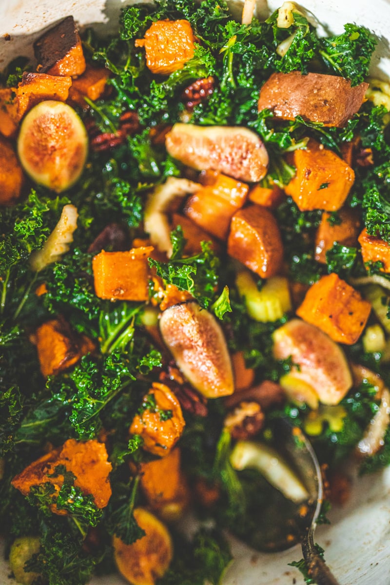 Sweet Potato & Fig Salad close up - Georgie Eats