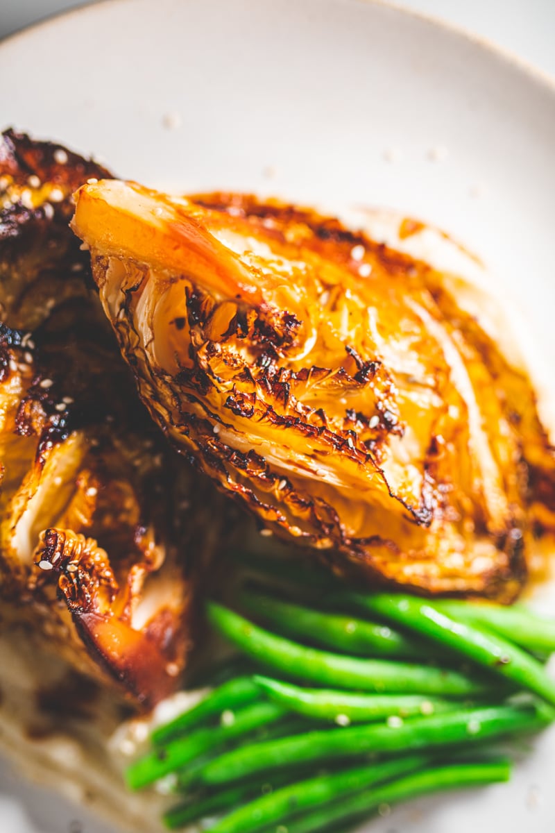 Roasted Cabbage Steaks with Miso Mash - Georgie Eats