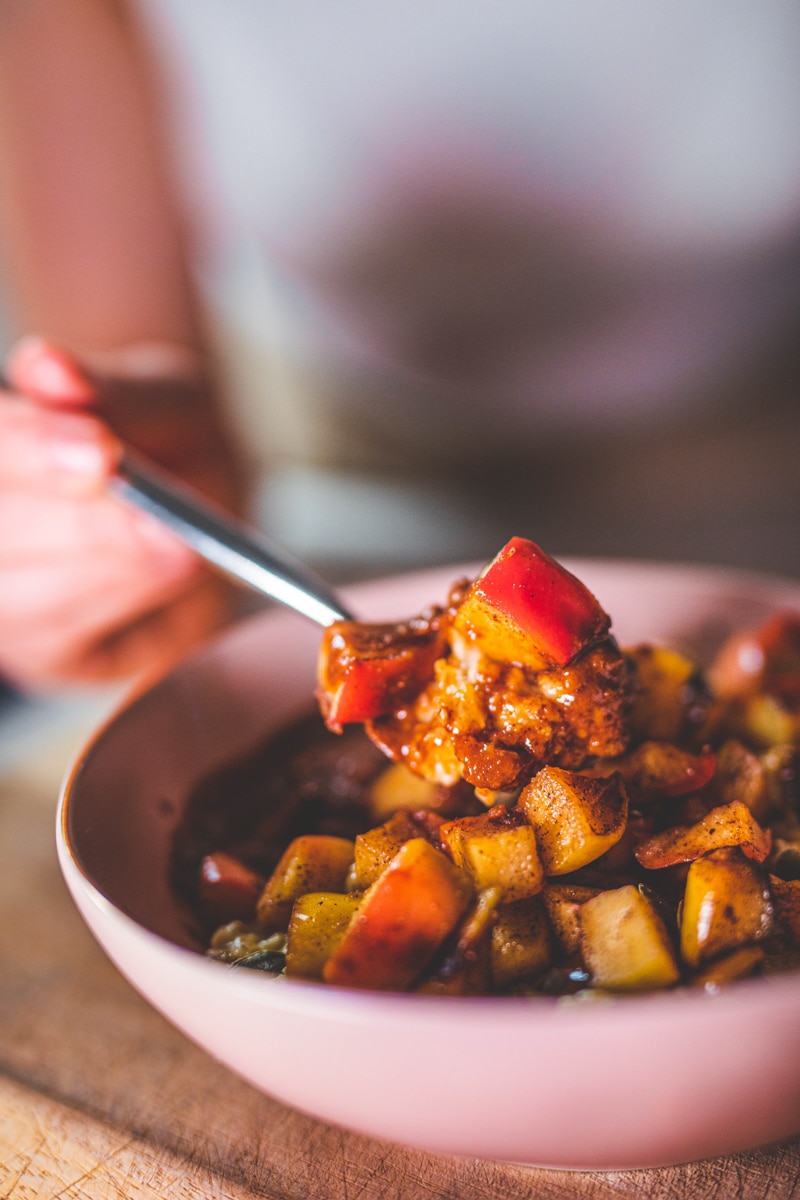 A spoonful of Caramel Apple Porridge - Georgie Eats