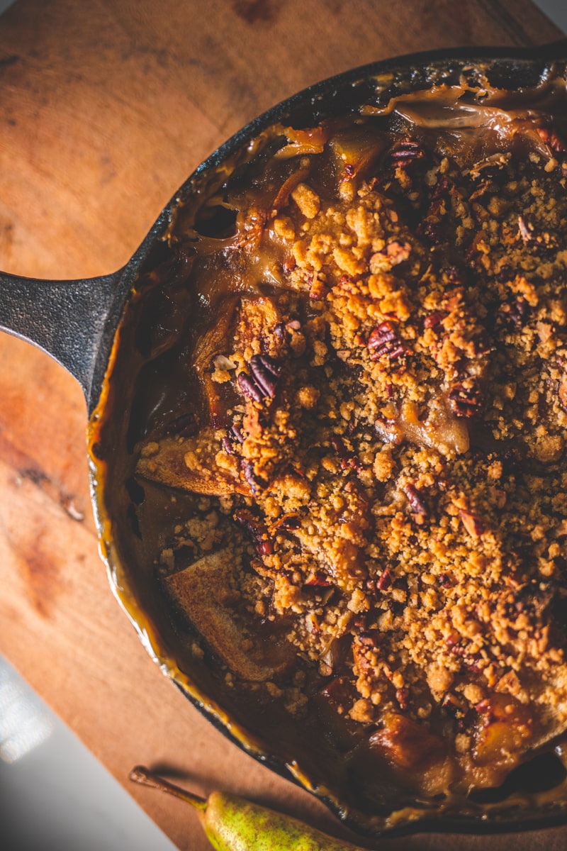 Caramelised Pear Bread Pudding - Georgie Eats