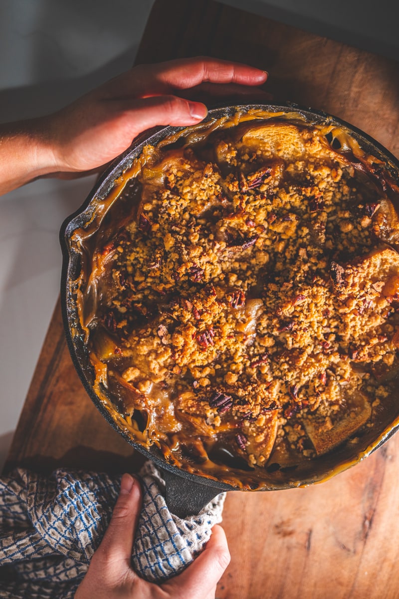 Caramelised Pear Bread Pudding - Georgie Eats