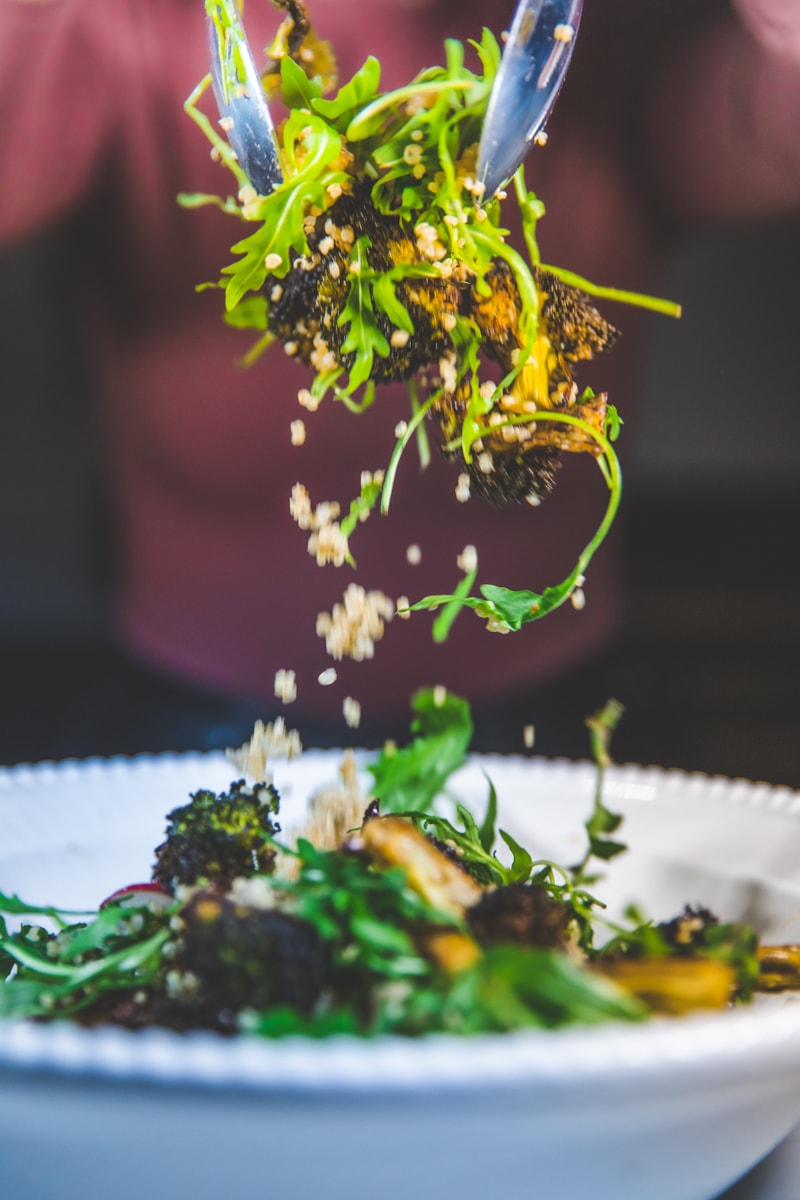 Mixing the Roasted Broccoli & Preserved Lemon Salad - Georgie Eats