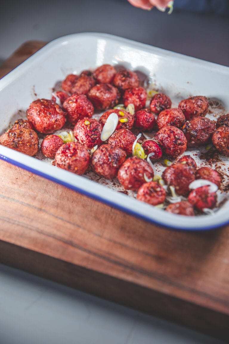Miso & Sesame Roasted Radishes - Georgie Eats