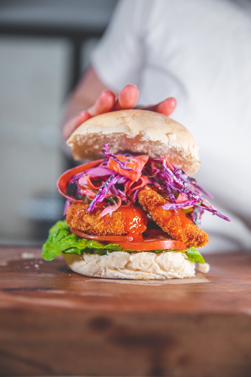 Crispy Buffalo Tofu Sandwich - Georgie Eats
