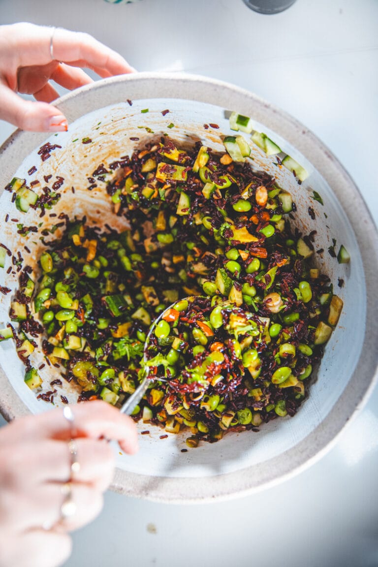 Black Rice & Miso Greens Salad - Georgie Eats