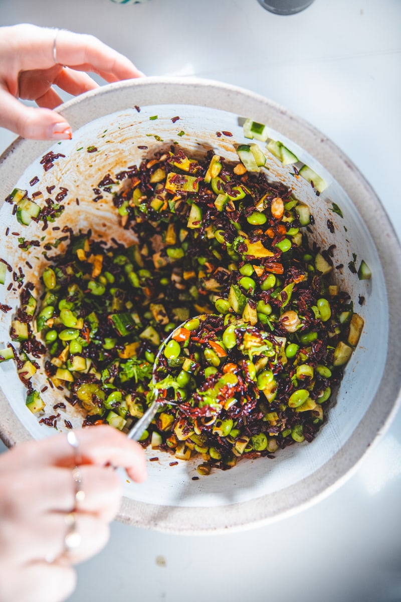Black Rice & Miso Greens Salad - Georgie Eats