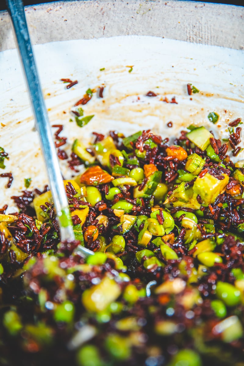 Black Rice & Miso Greens Salad - Georgie Eats