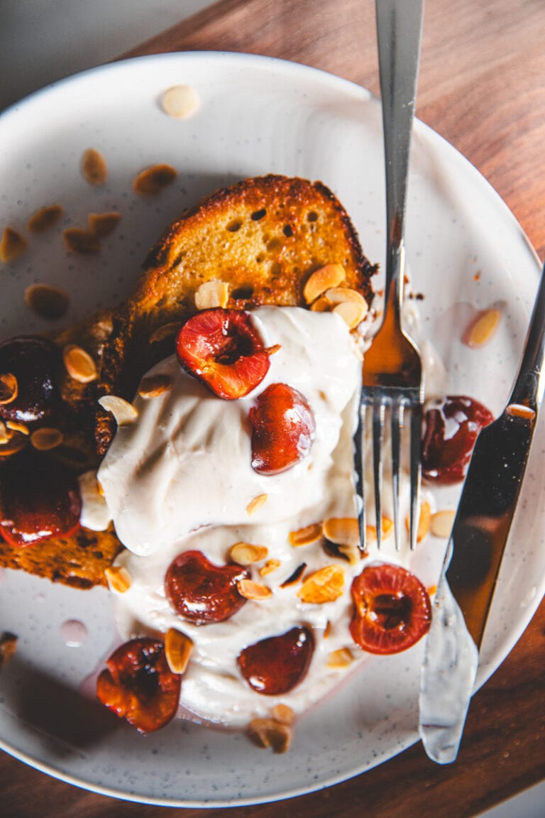 Cherry & Almond French Toast - Georgie Eats