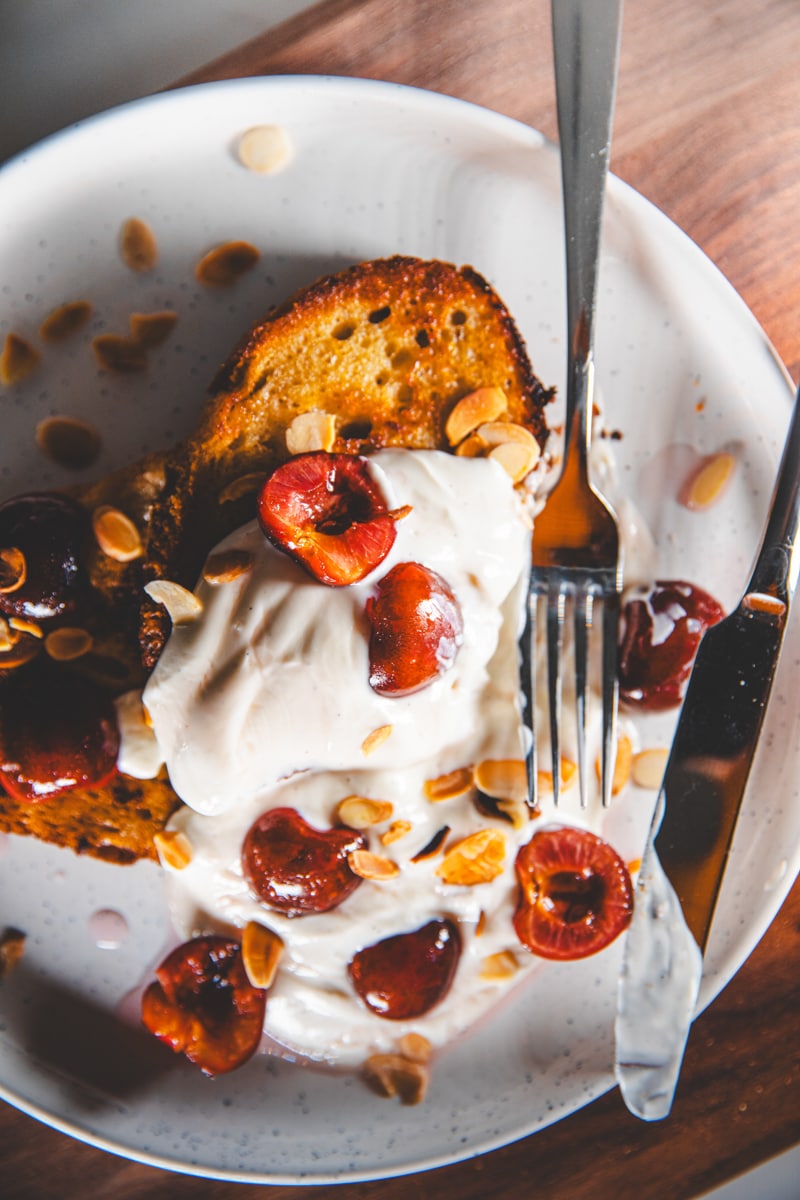 Cherry & Almond French Toast - Georgie Eats