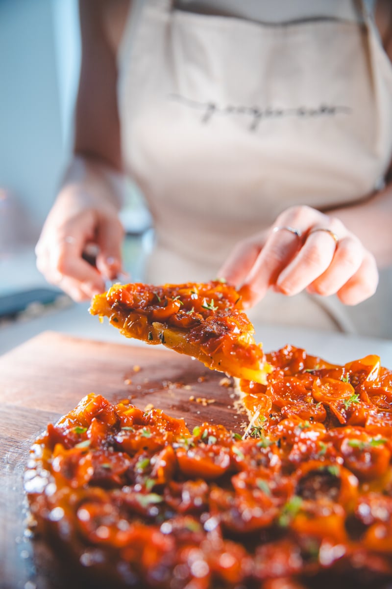Serving the Tomato Tarte Tatin - Georgie Eats