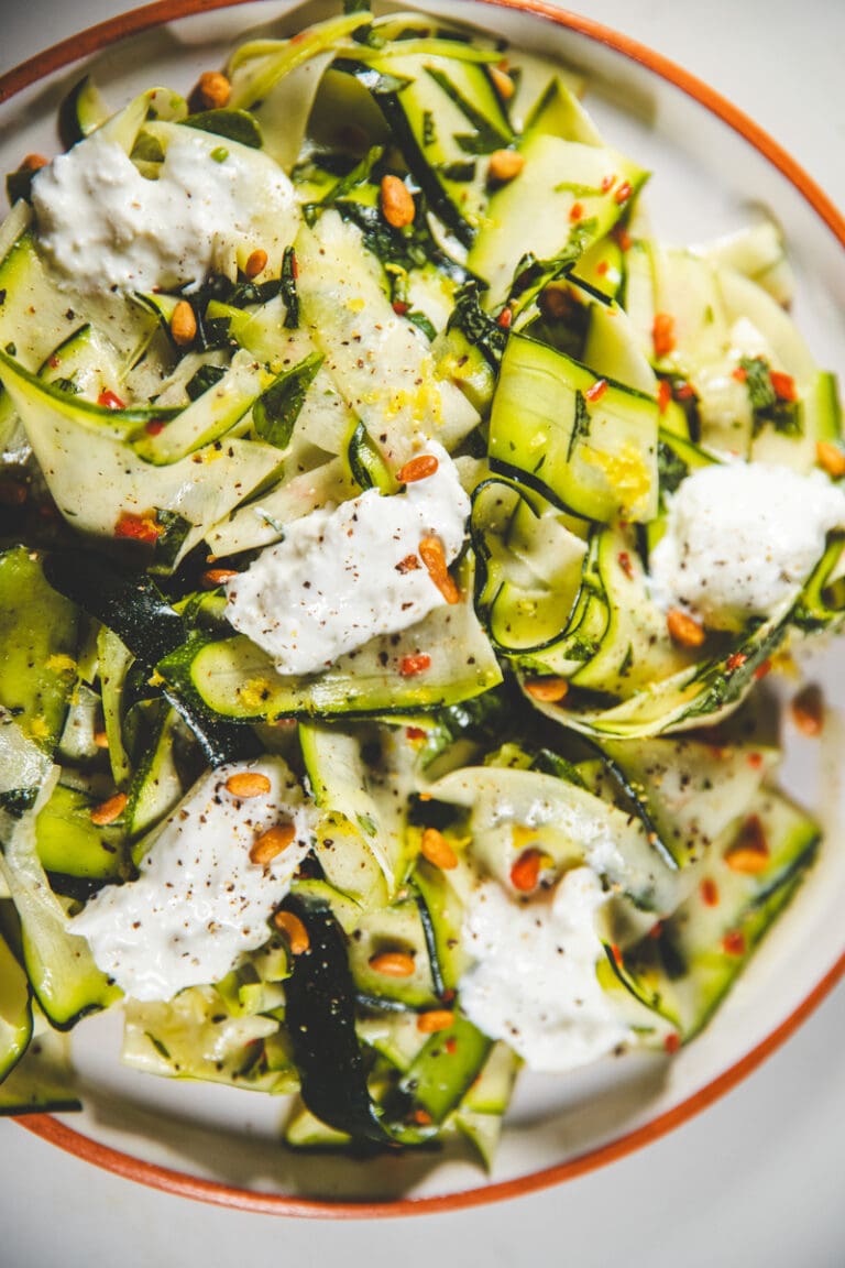 Raw Chilli, Lemon & Basil Courgette Salad - Georgie Eats