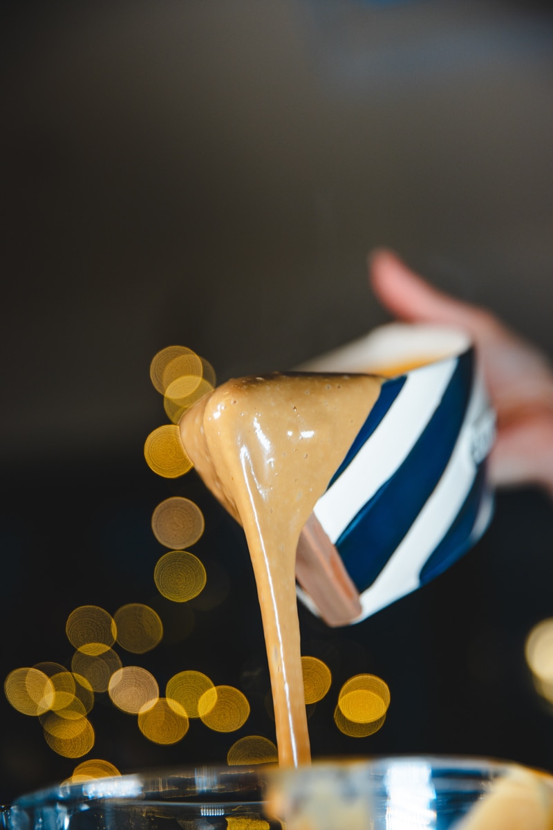 Pouring the Porcini Mushroom & Miso Gravy - Georgie Eats