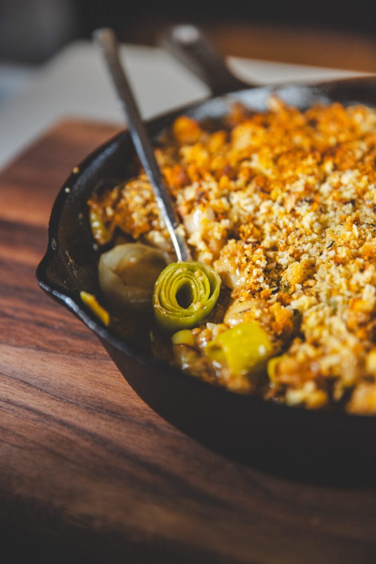 Leek & Butter Bean Gratin - Georgie Eats