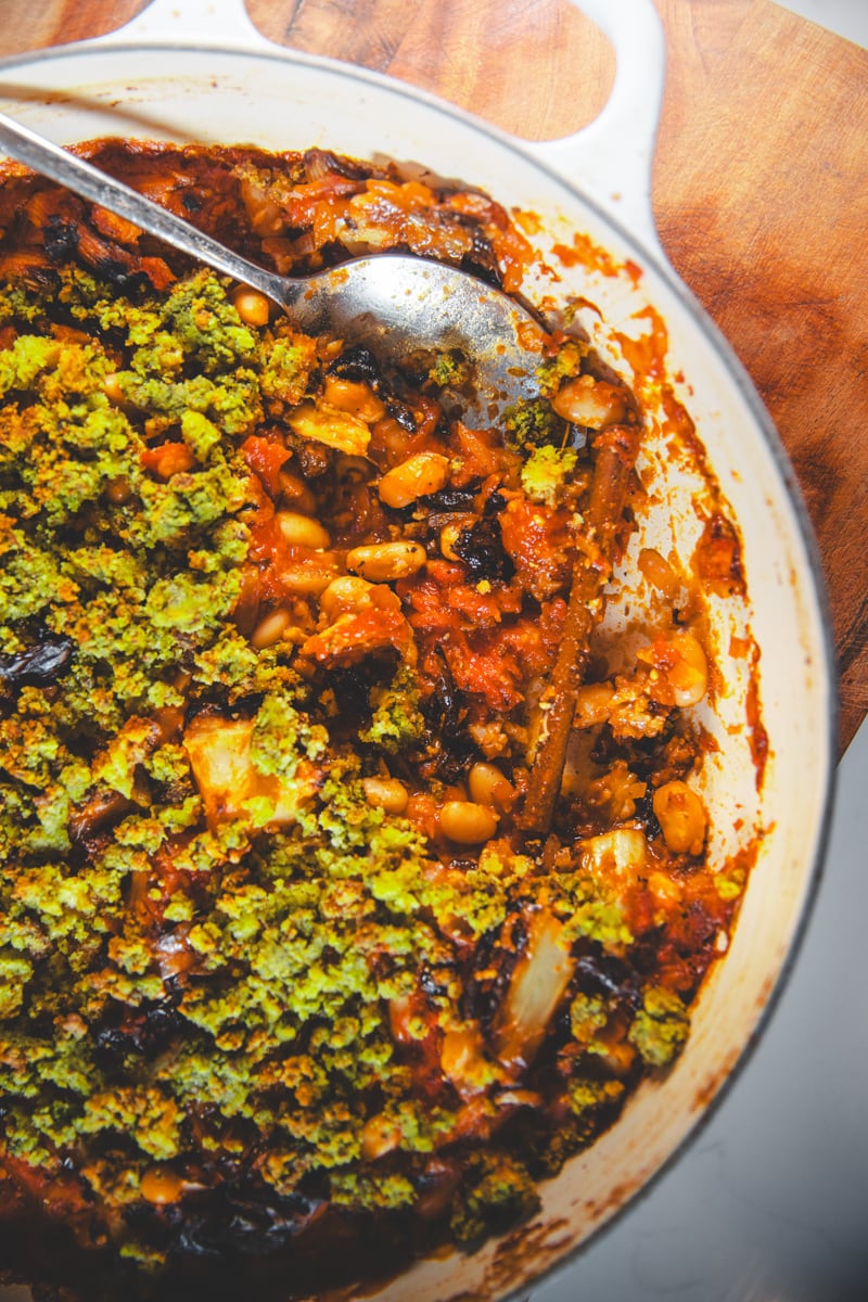 Roasted Cauliflower & Cannellini Bean Bake - Georgie Eats