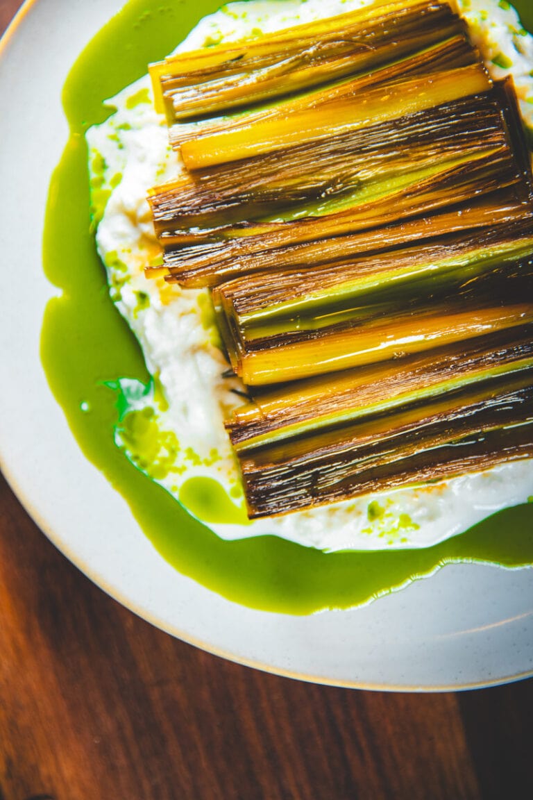 Braised Leeks & Herb Oil - Georgie Eats