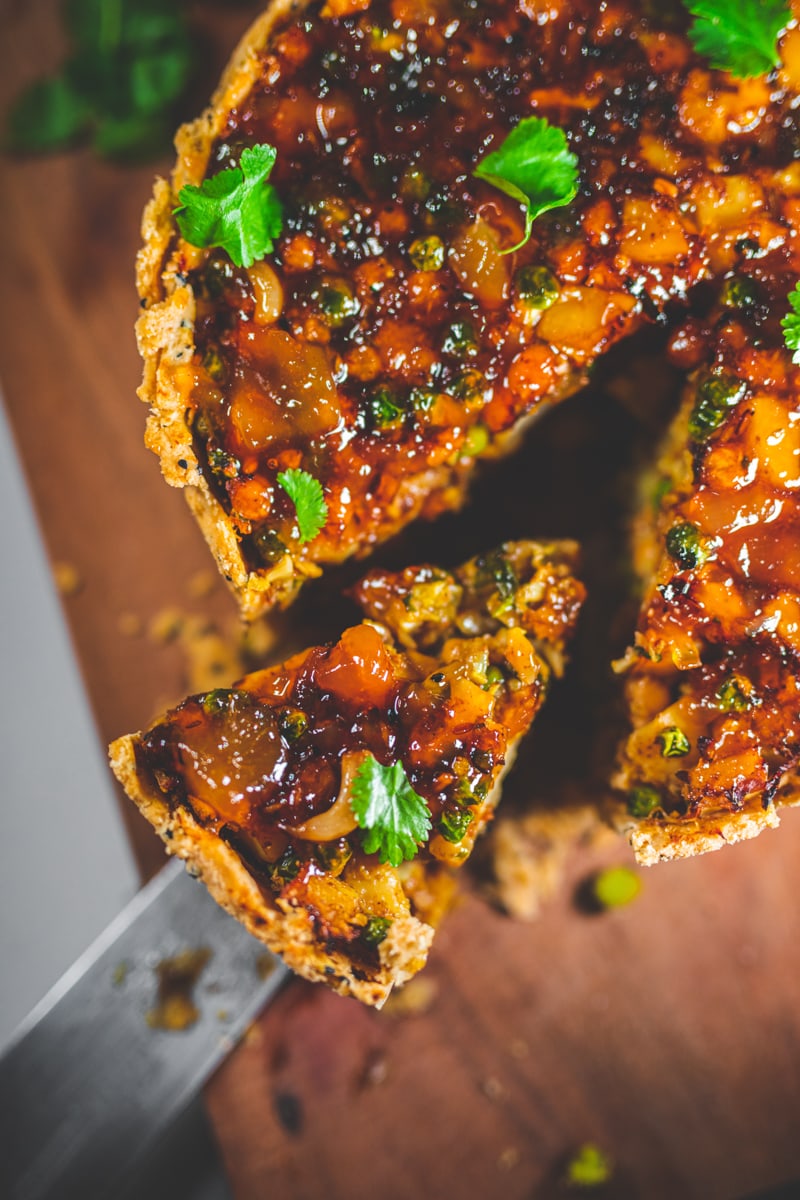 A slice of Cauliflower Masala Pie - Georgie Eats