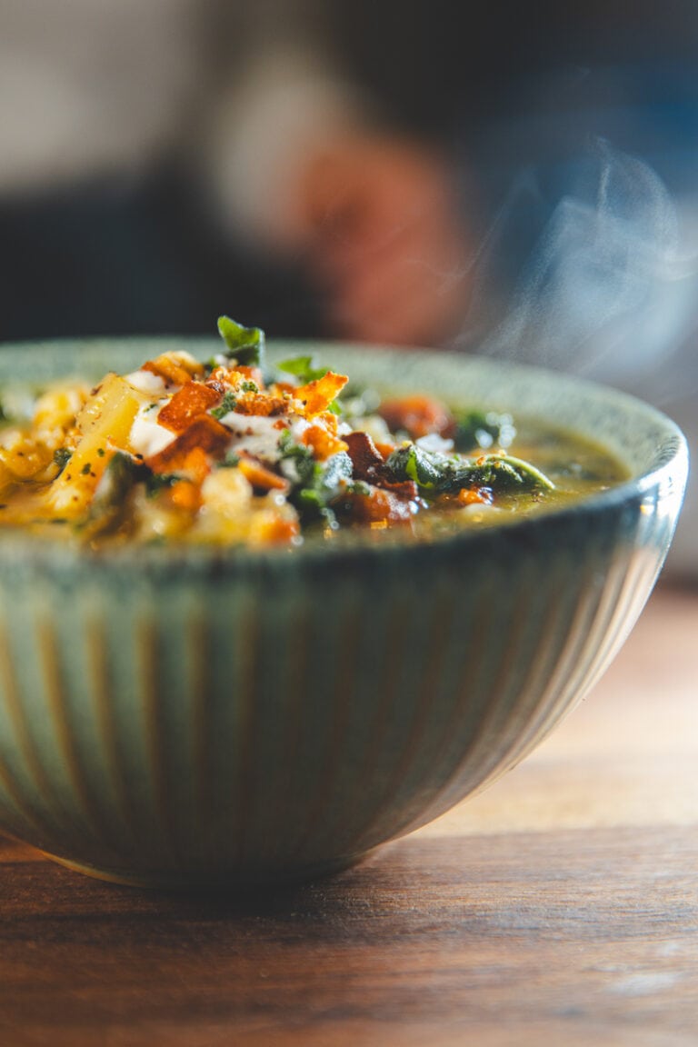 Celeriac, Spelt & Sage Soup - Georgie Eats