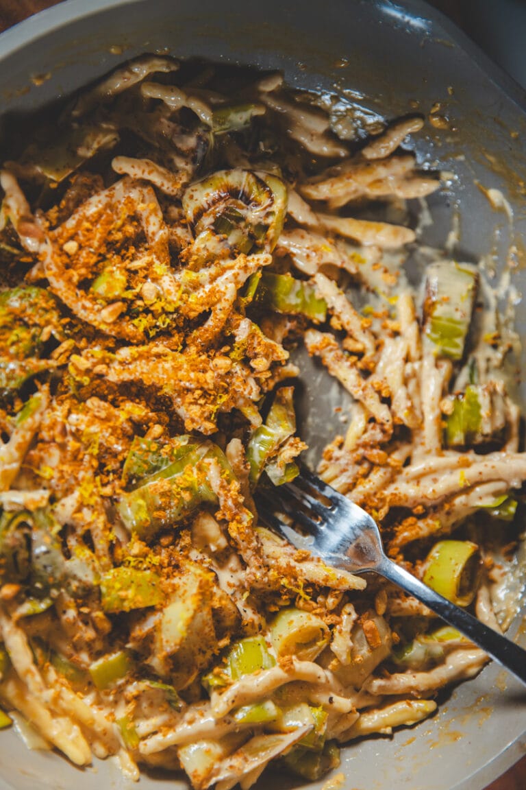 Creamy Leek & Miso Pasta - Georgie Eats