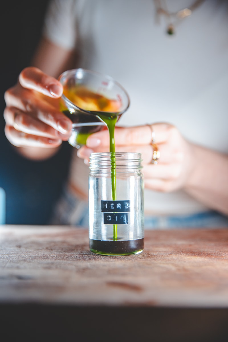 Filling up the Herb Oil - Georgie Eats