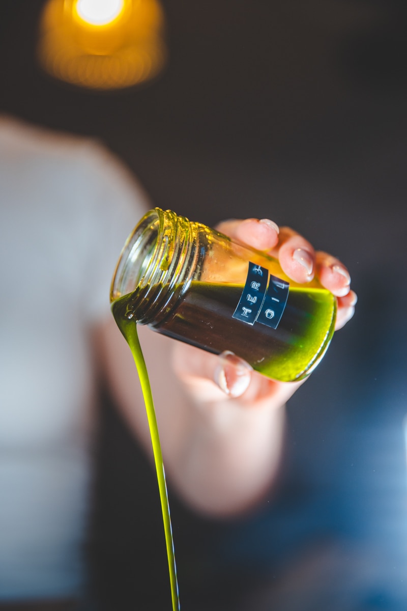 Pouring the Herb Oil - Georgie Eats
