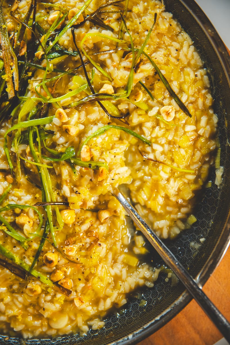 Serving the Whole Leek Risotto - Georgie Eats