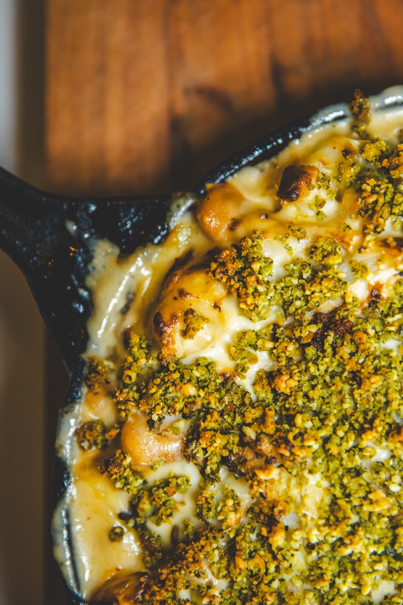 Creamy Cauliflower Cheese & Beans with Caper & Parsley Crumb - Georgie Eats
