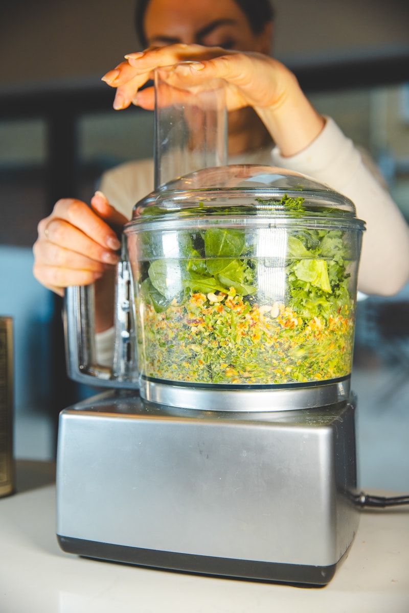 Blending the Nettle Pesto - Georgie Eats