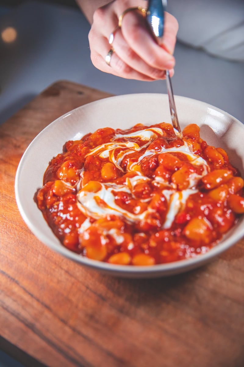 Harissa Butter Beans - Georgie Eats