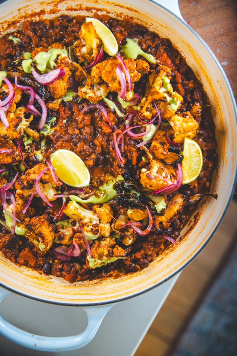 Roasted Chipotle Cauliflower & Smoky Black Beans - Georgie Eats