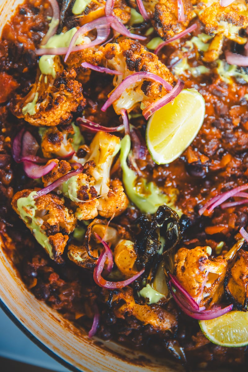 Roasted Chipotle Cauliflower & Smoky Black Beans - Georgie Eats